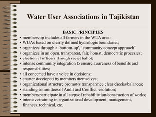Water User Association and Governance: The Example of Tajikistan