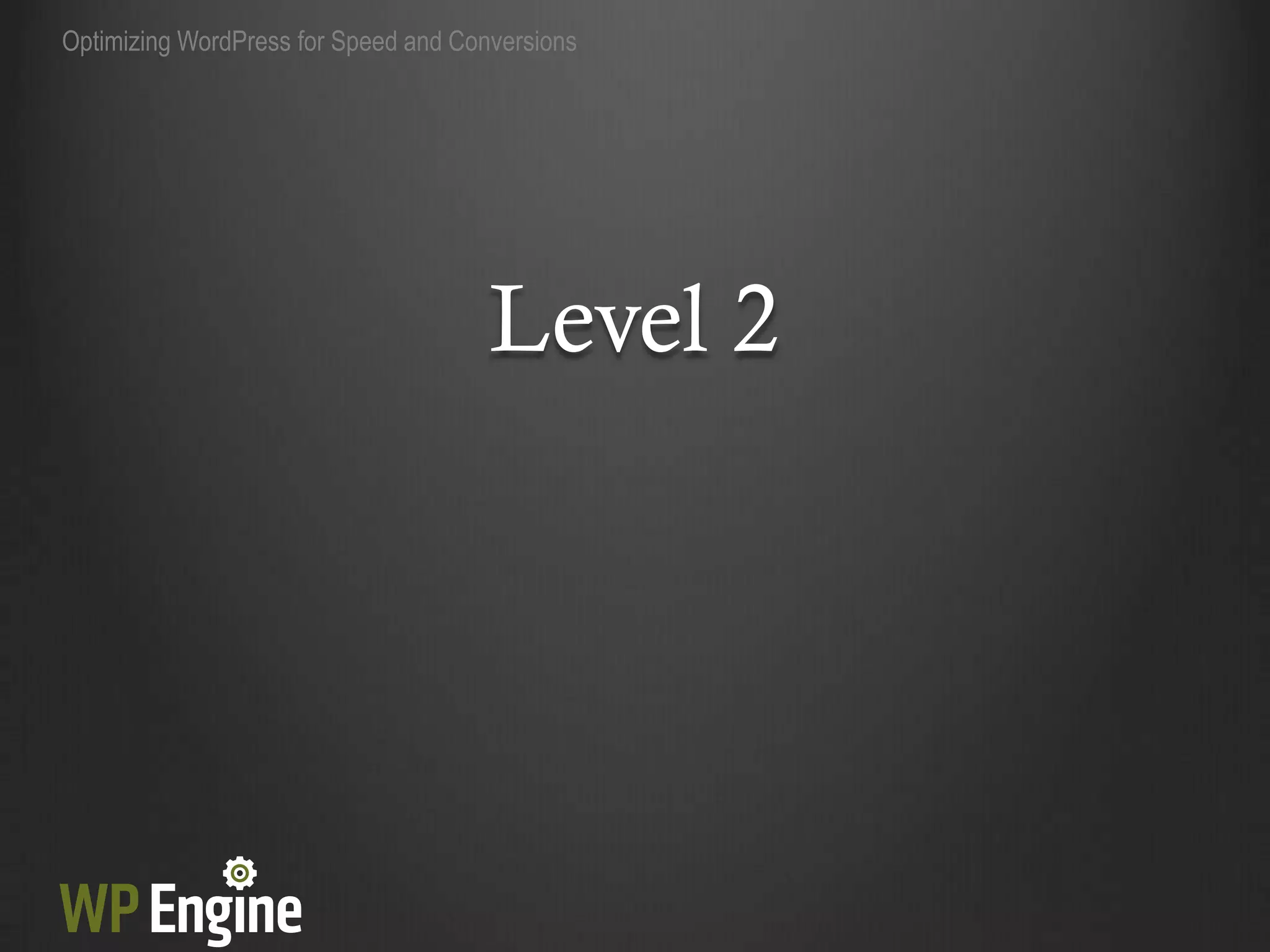 Optimizing WordPress for Speed and Conversions




                                      Level 2
 