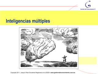 Inteligencias múltiples




                                                                                                  45
  Copyright 2011 Joaquín Peón Escalante Registrado en la DGDA www.gestiondelconocimiento.com.mx
 