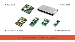 DC/DC CONVERTER – STANDARD BRICKS
 FULL BRICK HALF BRICK
 1/4, 1/8 or 1/16, BRICK  NON-ISOLATION POL
 