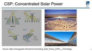 CSP: Concentrated Solar Power
Source: https://energypedia.info/wiki/Concentrating_Solar_Power_(CSP)_-_Technology 11
 