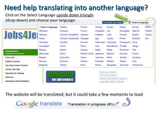 Need help translating into another language?Need help translating into another language?
Click on the Select Language upside down triangle
(drop-down) and choose your language.
The website will be translated; but it could take a few moments to load
 