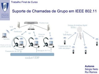 Suporte de Chamadas de Grupo em IEEE 802.11
Trabalho Final de Curso
Autores
Sérgio Neto
Rui Ramos
 