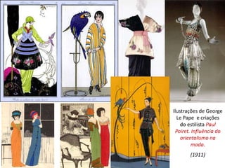 Ilustrações de George
Le Pape e criações
do estilista Paul
Poiret. Influência do
orientalismo na
moda.
(1911)
 