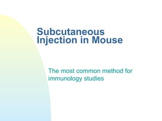 Subcutaneous
Injection in Mouse
The most common method for
immunology studies
 