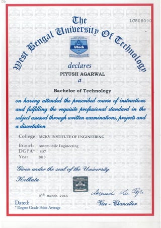 0.B Tech degree certificate