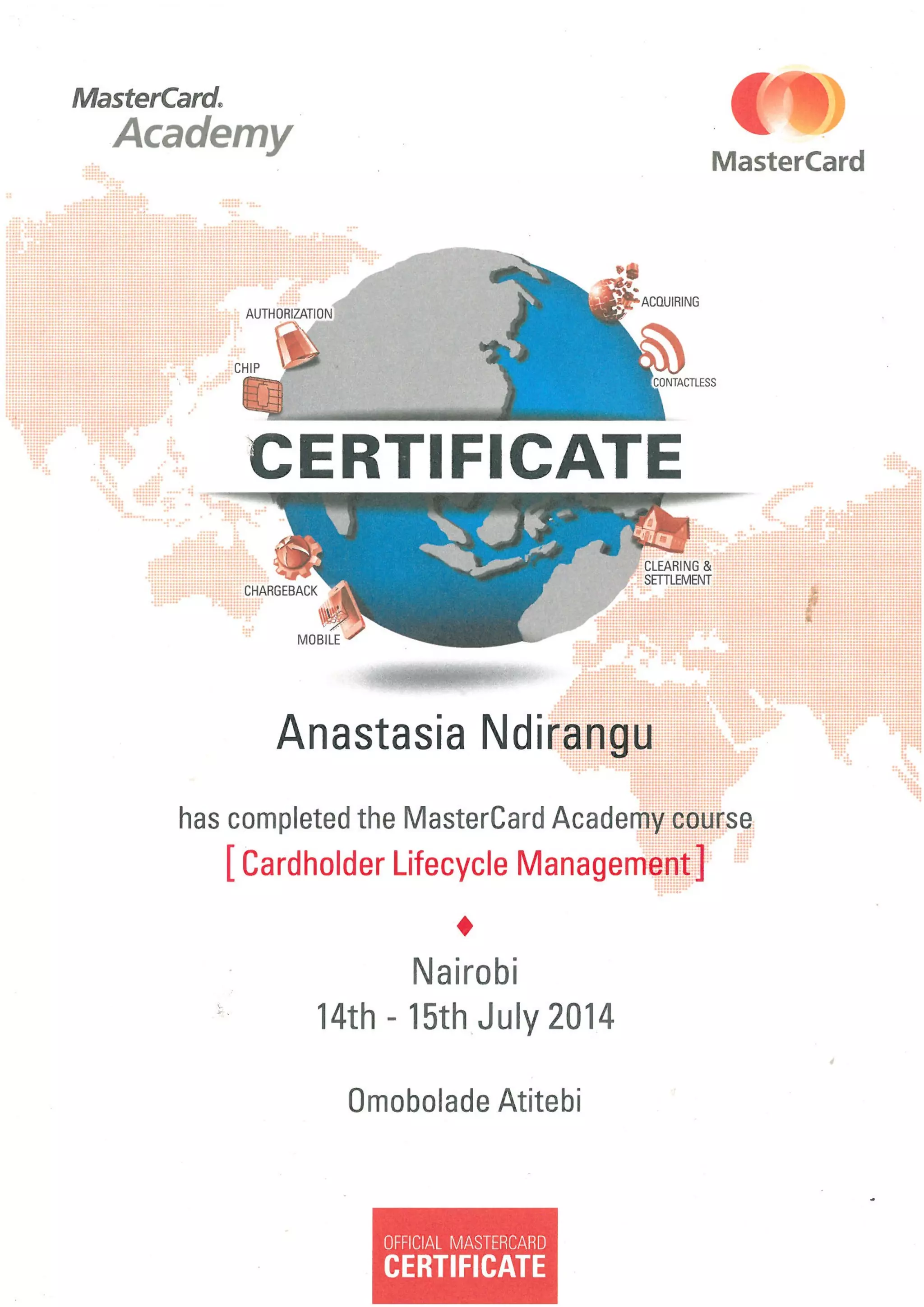 MasterCard Training Certificate PDF