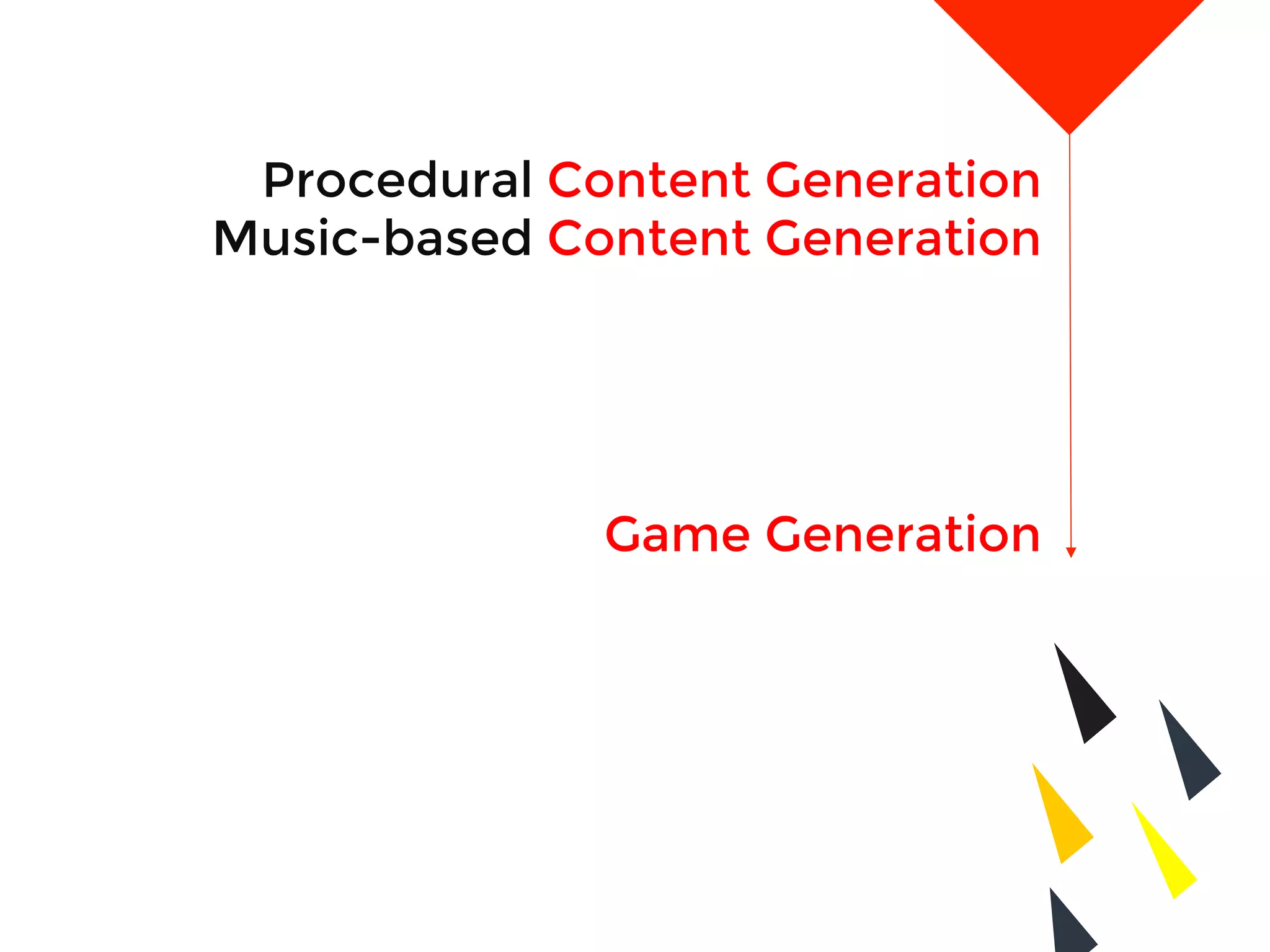 Procedural Content Generation
Music-based Content Generation
Game Generation
 