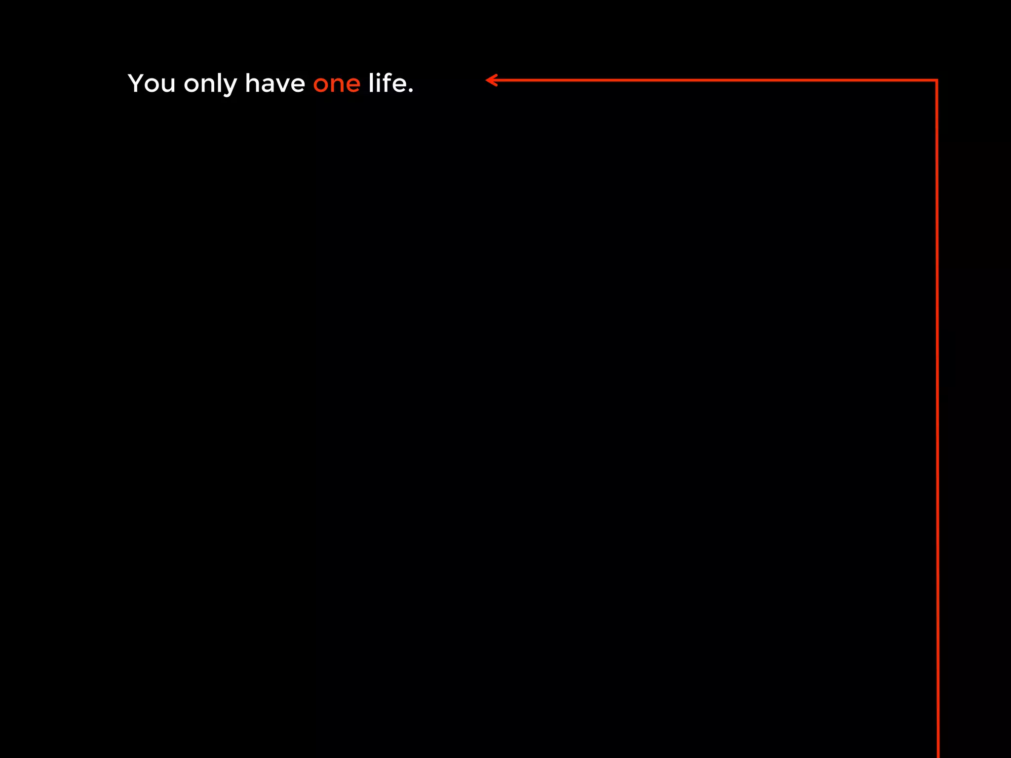 You only have one life.
 