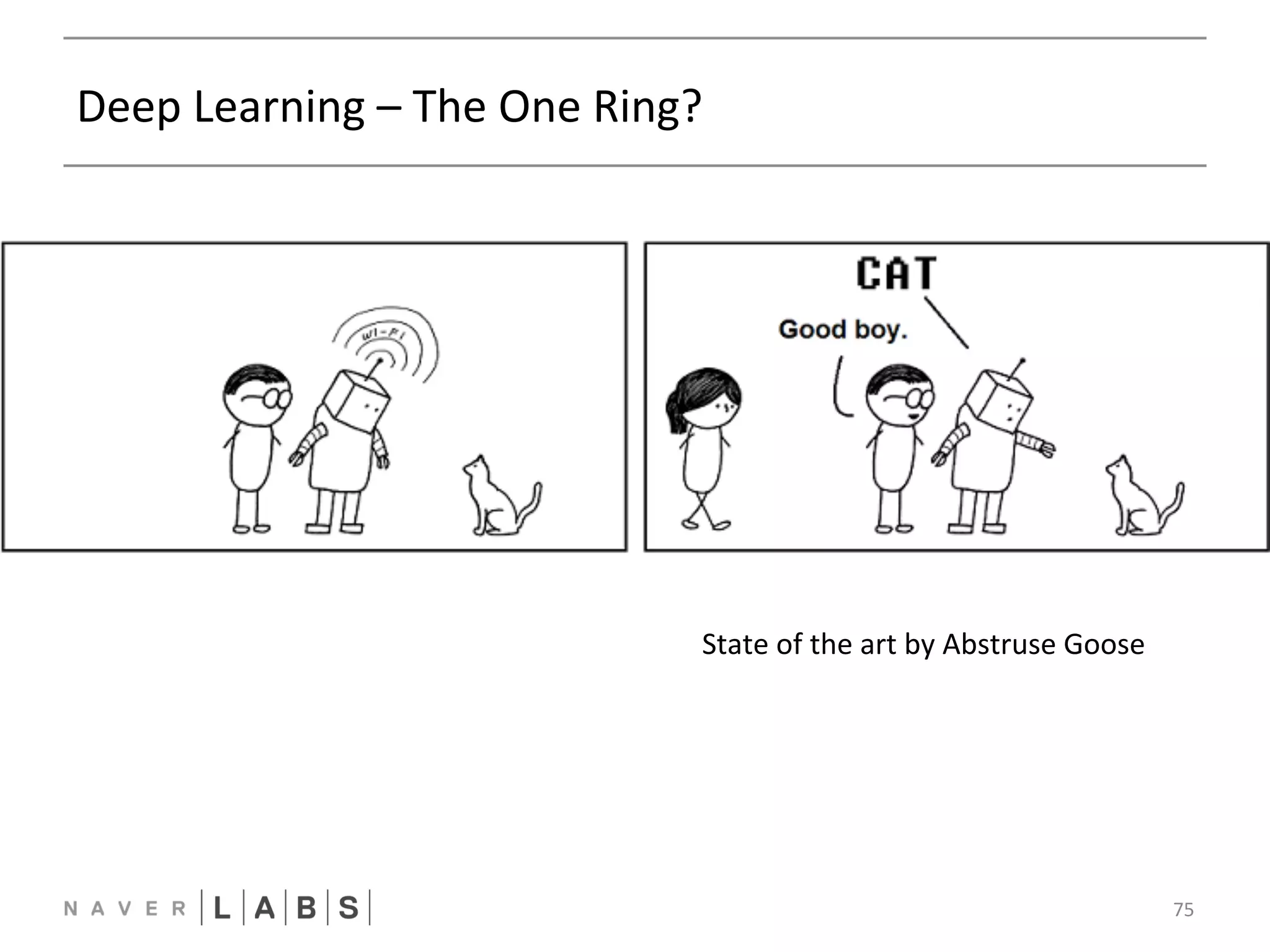 Deep 
Learning 
– 
The 
One 
Ring? 
75 
State 
of 
the 
art 
by 
Abstruse 
Goose 
 