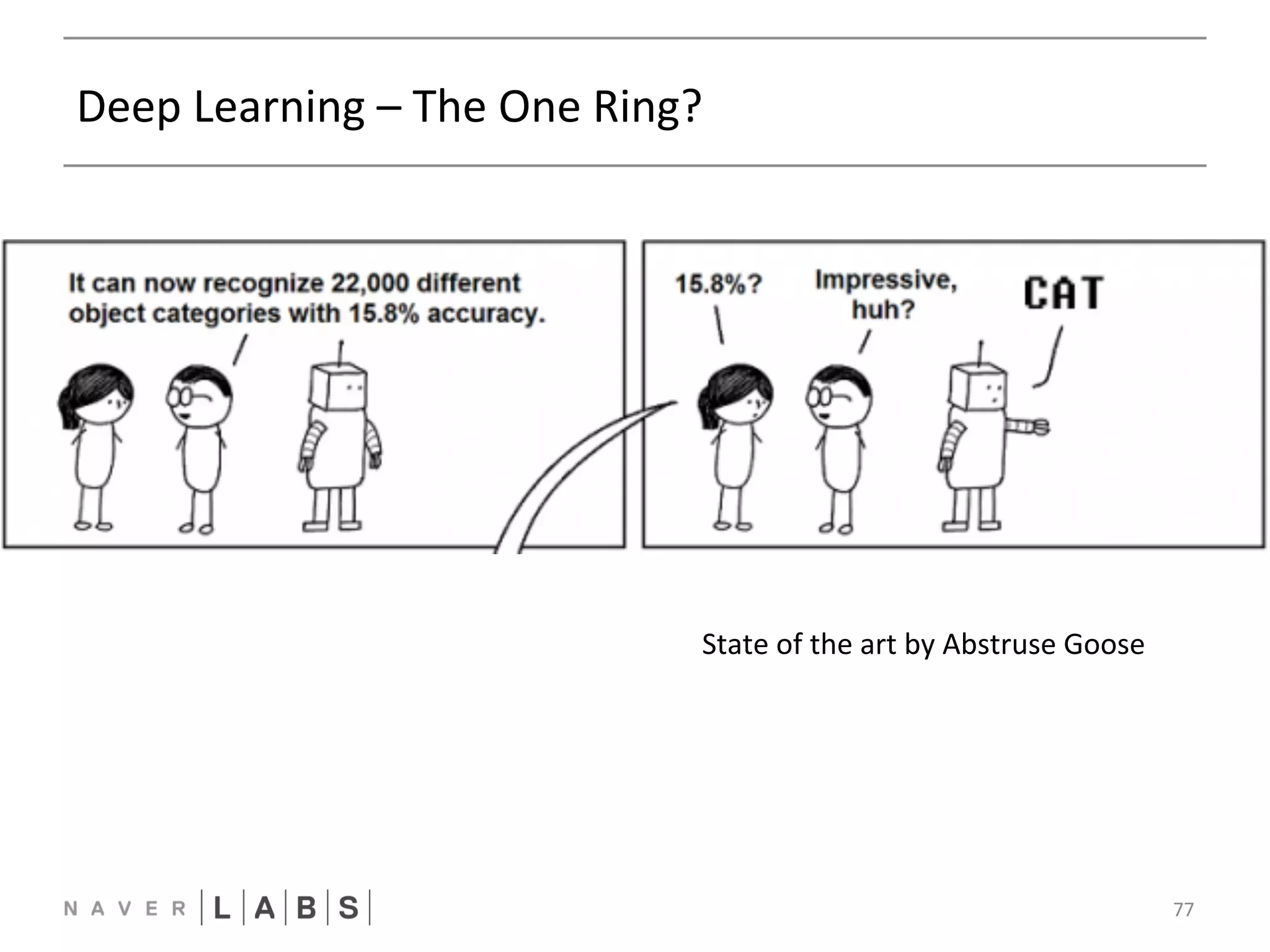 Deep 
Learning 
– 
The 
One 
Ring? 
77 
State 
of 
the 
art 
by 
Abstruse 
Goose 
 