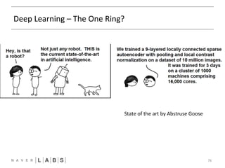 Deep 
Learning 
– 
The 
One 
Ring? 
76 
State 
of 
the 
art 
by 
Abstruse 
Goose 
 