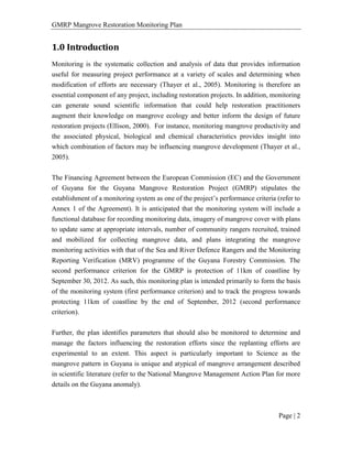 Mangrove Restoration Monitoring Plan Final | PDF