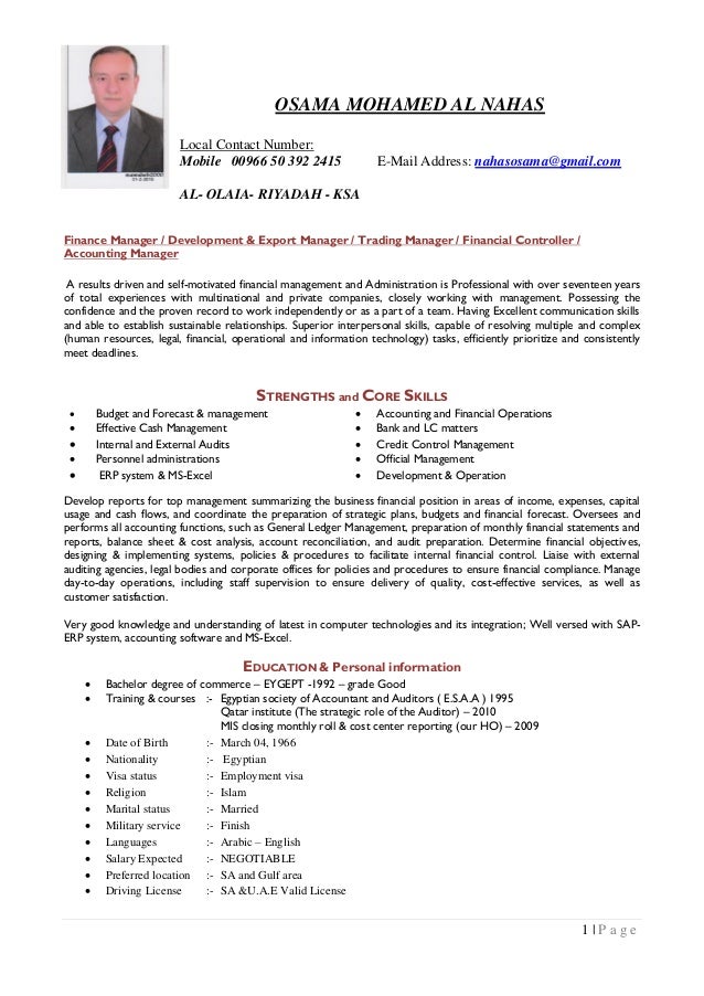 finance manager export manager finance director cv sample