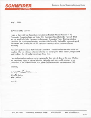Wayne Lubner letter of recommendation