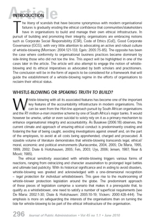 The role and importance of Whistleblowing in building Organizational ...