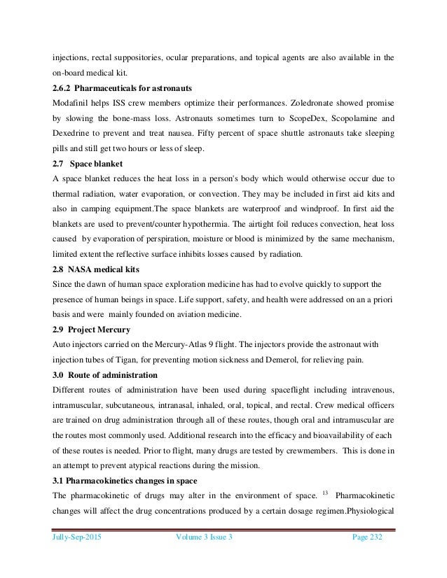 space pharmacology an overview venugopalan santhosh kumar autosav nasa form 1018