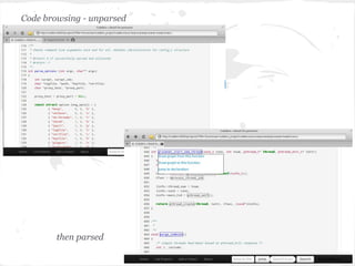 Code browsing - unparsed
then parsed
 