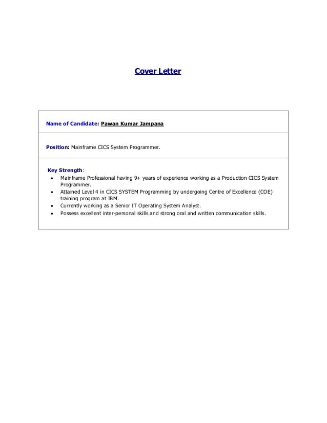 Cics Programmer Cover Letter resume pawan cics system programmer and sme Cics Programmer Cover Letter resume pawan cics system programmer and sme