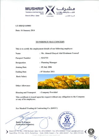 Mushrif Certificate
