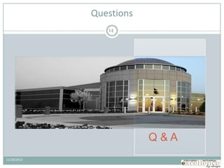 11/20/2013
14
Questions
Q & A
 