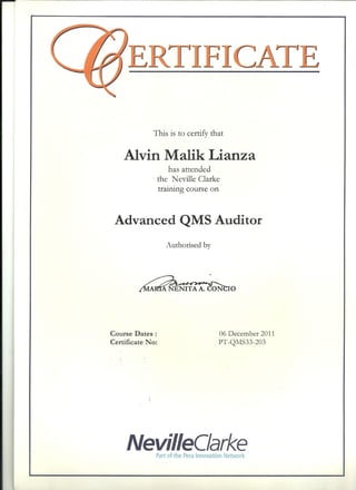 Advanced QMS Certificate