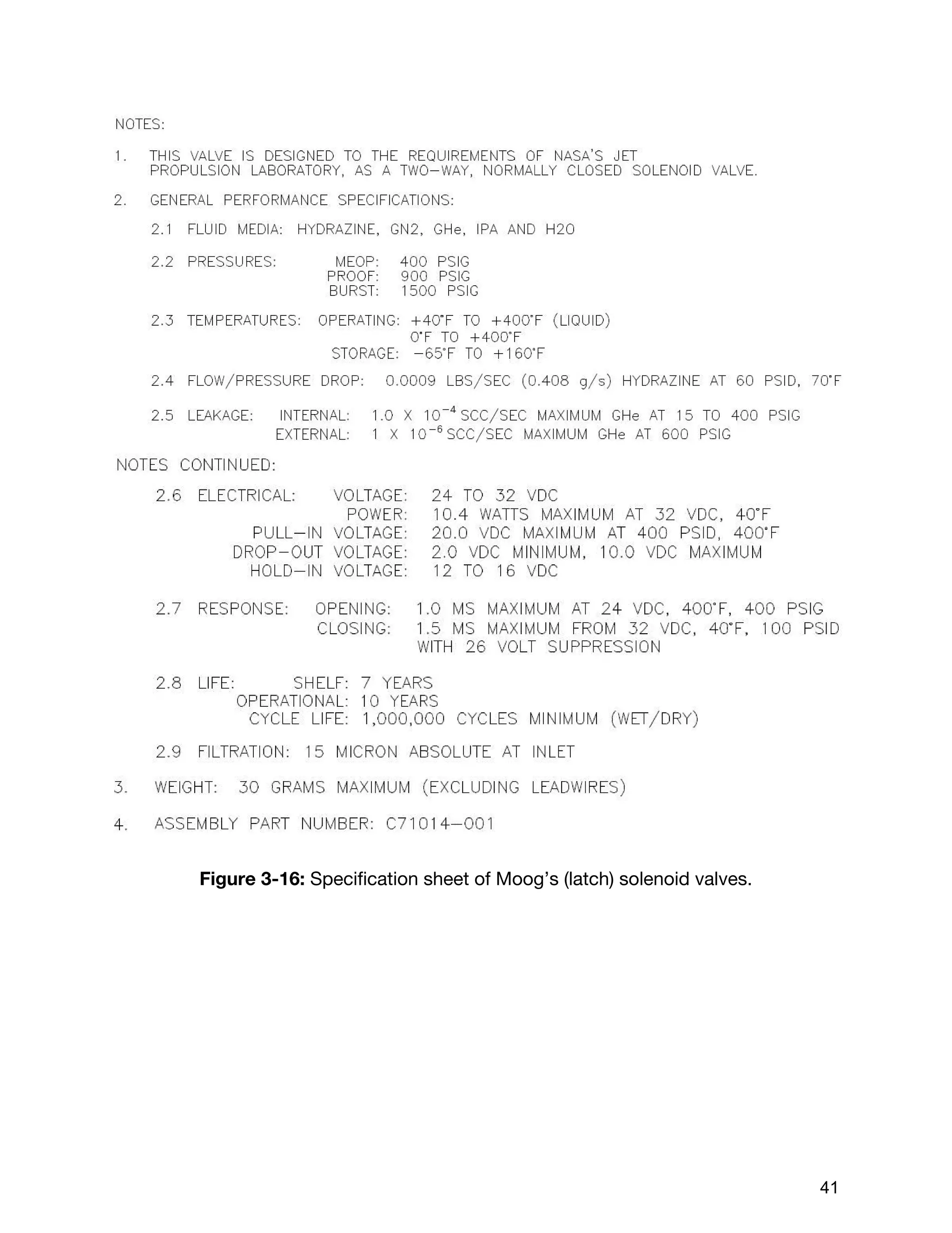 Figure 3-16: ​Specification sheet of Moog’s (latch) solenoid valves.
 
 
41 
 