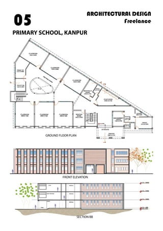 ARCHITECTURAL DESIGN
Freelance05
PRIMARY SCHOOL, KANPUR
FRONT ELEVATION
SECTION BB
GROUND FLOOR PLAN
 