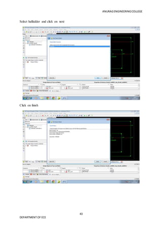 ANURAGENGINEERINGCOLLEGE
43
DEPARTMENT OF ECE
Select halfadder and click on next
Click on finish
 