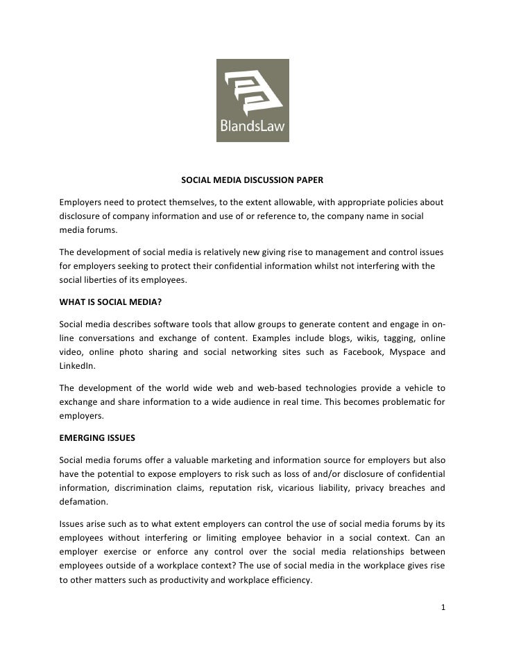 social media discussion paper