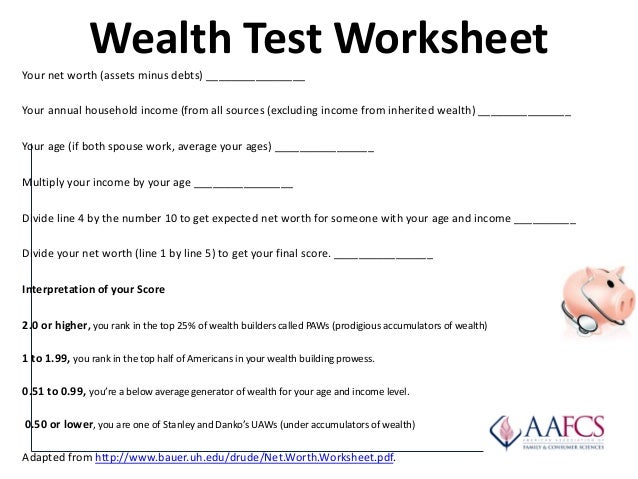 net worth statement worksheet