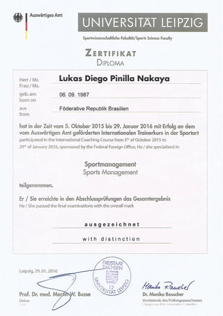 Universitat Leipzig - Sportmanagement Zertifikat