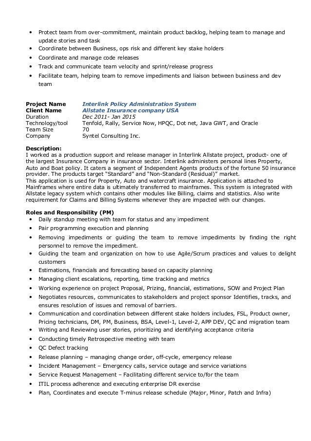 java project manager resumes
