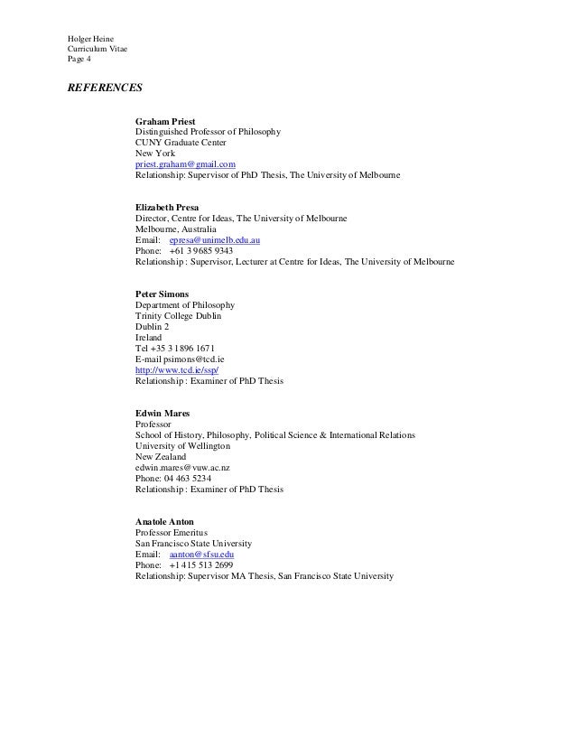 curriculum vitae with references