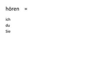 hören = 
ich 
du 
Sie 
 