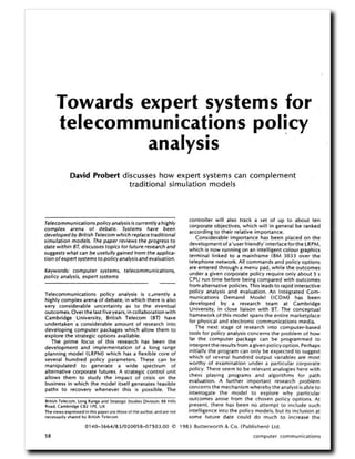 British Telecom: Expert Systems for Telecommunications Policy Analysis