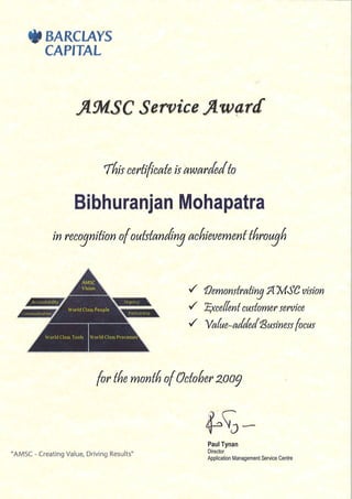 Nov-2009 - Service Award