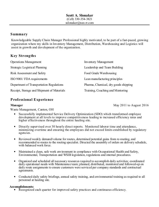 Distribution logistics manager resume