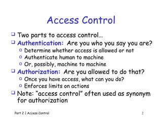 Comprehensive Overview of Access Control: Authentication, Authorization ...