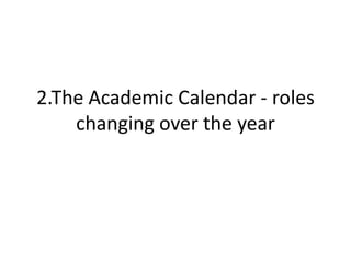 2.The Academic Calendar - roles changing over the year 