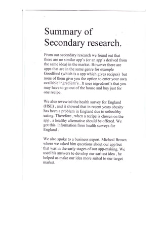 2ace summary of secondary research