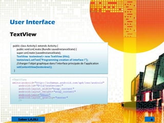 User Interface
TextView
6Saber LAJILI
 