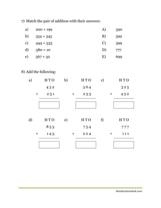 Maths: Addition Worksheet (CBSE Grade II) | PDF | Homework and Study ...