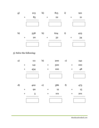 maths addition worksheet cbse grade ii