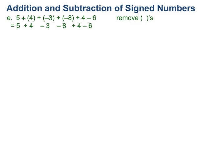 2 addition and subtraction of signed numbers 125s | PPT