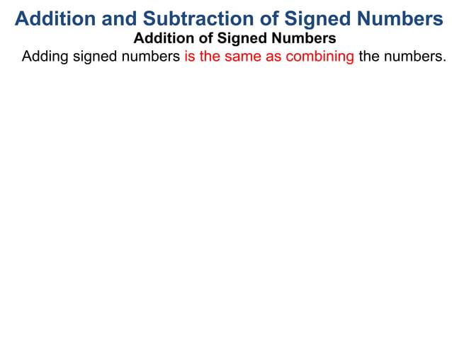 2 addition and subtraction of signed numbers 125s | PPT