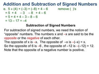 2 addition and subtraction of signed numbers 125s | PPTX