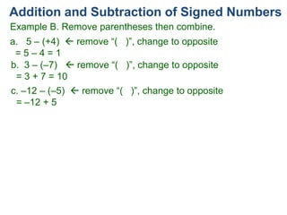 2 addition and subtraction of signed numbers 125s | PPTX