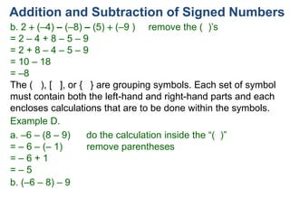 2 addition and subtraction of signed numbers 125s | PPTX