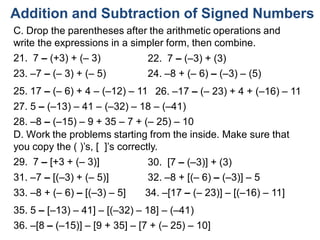 2 addition and subtraction of signed numbers 125s | PPTX